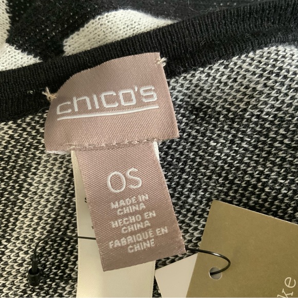 Chico’s GEO Pattern Runna Covering Runna Black/Antique White. Size OS. (NWT). - Picture 6 of 7